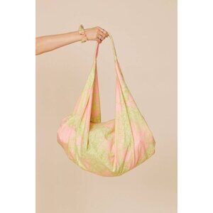 Pink & Green Paisley Patterned Oversized Hobo Bag